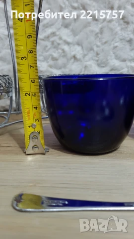 Декоративен комплект със синьо стекло., снимка 4 - Аксесоари за кухня - 51021861