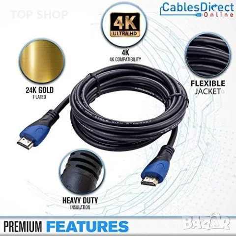 Нов 30 метра HDMI 4K кабел конзоли Apple TV Netflix PS5 Xbox One Samsung, снимка 2 - Друга електроника - 49498064
