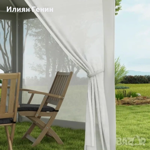 Градинска беседка Outsunny, шестоъгълна, мрежести завеси, снимка 4 - Градински мебели, декорация  - 51853231