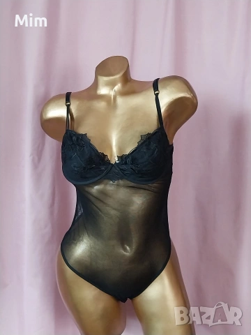 S Черно еластично, прозрачно боди , снимка 3 - Бельо - 53908802