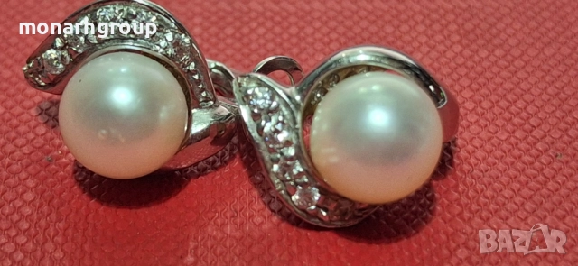 Златни обеци 18к /бяло злато/, снимка 2 - Обеци - 52163954