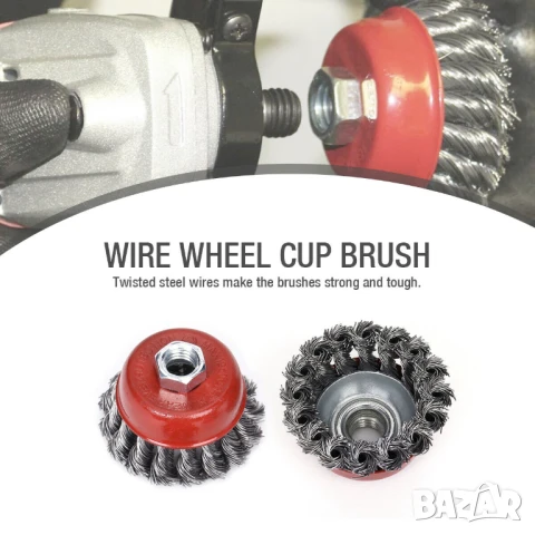Телени ЧЕТКИ Ф 110 185 200 мм Дискове Шайби Гайки Ключове Принадлежности за Ъглошлайф Шмиргел БАРТЕР, снимка 10 - Други инструменти - 51395208