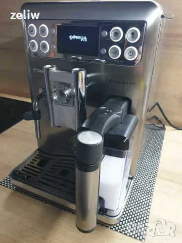 Saeco Exprelia  EVO -  с  БГ меню на малко продукти , в кашон и консумативи,, снимка 16 - Кафемашини - 55840301