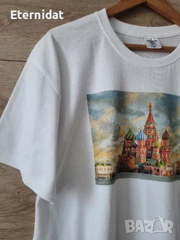 Тениска с православния руски храм на Червения площад в Москва., снимка 3 - Тениски - 47905759