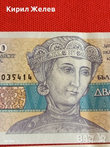 Две банкноти 20 лева 1991г. България редки за КОЛЕКЦИЯ ДЕКОРАЦИЯ 53303, снимка 2 - Нумизматика и бонистика - 53197658