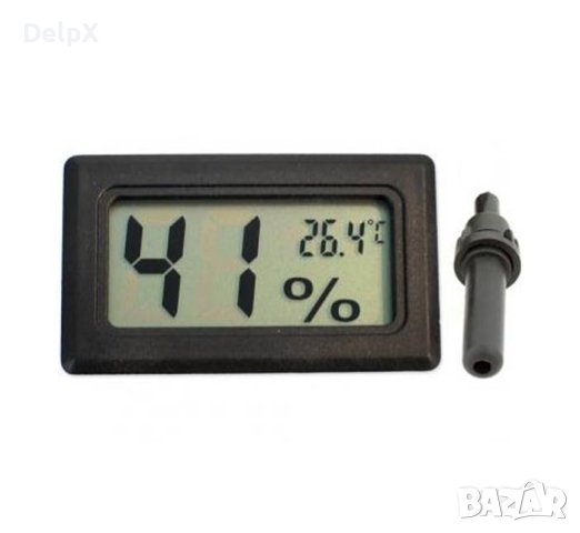Термометър и влагомер, сонда за вграждане, -50°C до 70°C, 10% до 99%, 46x26mm
