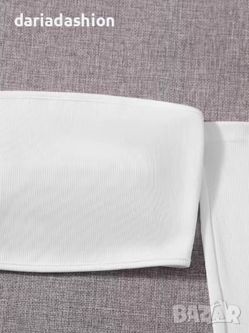 Бял къс топ с открити рамене-5евро, снимка 2 - Тениски - 54045847