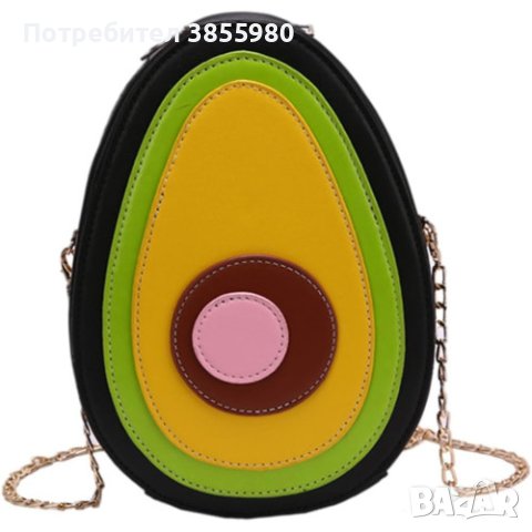 Малка чанта за през рамо Авокадо, с ципове и дръжка синджир, снимка 4 - Чанти - 44384364