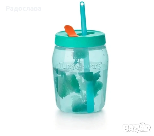 Tupperware буркан със сламка, снимка 3 - Буркани, бутилки и капачки - 54347341