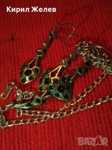 ПОСРЕБРЕНО НЕЖНО КОЛИЕ и ОБЕЦИ със ЗЕЛЕНИ КАМЪНИ ОЛИВИН 21665, снимка 6 - Бижутерийни комплекти - 32525204