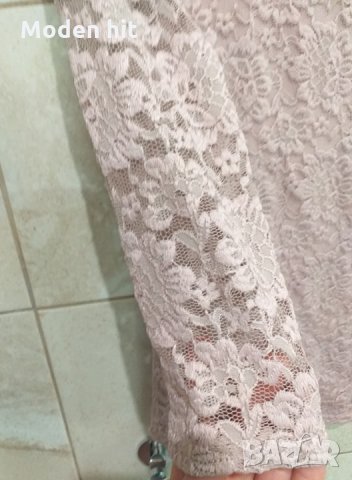 AMISU блуза с дантела цвят пудра, снимка 6 - Блузи с дълъг ръкав и пуловери - 30379597