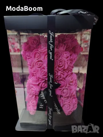 Мече от рози, 25см с подаръчна кутия в 3 цвята, снимка 7 - Други - 48574373