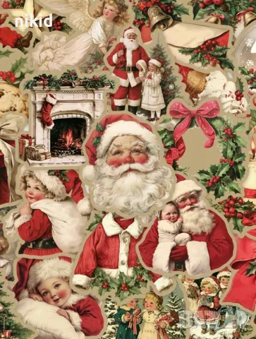 50 бр прозрачни коледни весели самозалепващи лепенки стикери за украса декор картонена торта и др