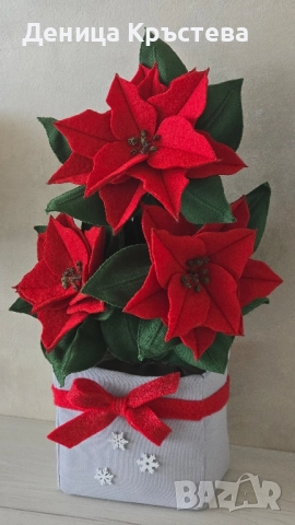 Коледна звезда от текстил , снимка 2 - Декорация за дома - 52421197