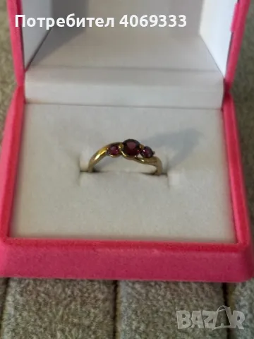 Златен пръстен с естествени камъни 9к /333, снимка 8 - Пръстени - 49872335