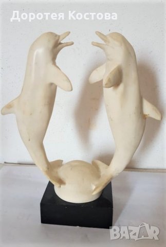 Красива статуетка с 2 делфина, снимка 1 - Антикварни и старинни предмети - 35152853