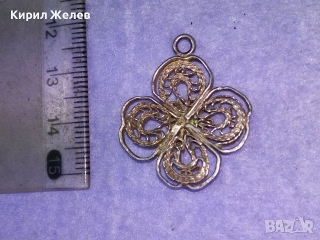 СТАРИННА ФИЛИГРАННА ПОСРЕБРЕНА МЕДНА ВИСУЛКА МЕДАЛЬОН ЧЕТИРИЛИСТНА ДЕТЕЛИНА РЪЧНА ИЗРАБОТКА 40092, снимка 14 - Антикварни и старинни предмети - 42855334