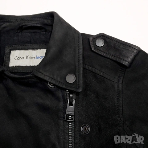 Calvin Klein Оригинално Дамско Кожено Яке Велур Естествена Кожа XS-S, снимка 7 - Якета - 53035519