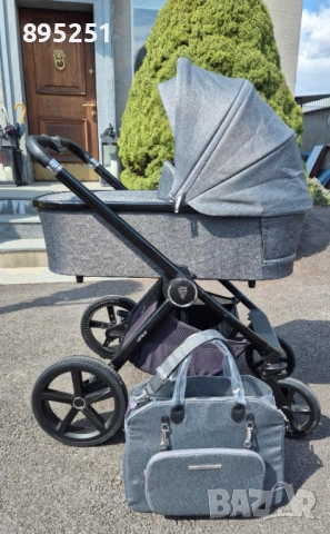 Количка Venicci Upline Slate Grey + Кошница Britax Römer Baby Safe Pro, снимка 2 - Детски колички - 53997656