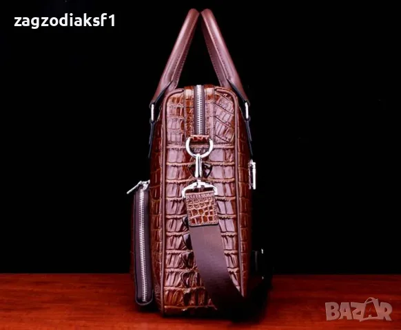 Дизайнерска Бизнес Чанта от Естествена кожа с Размер за Лаптоп, снимка 4 - Чанти - 55878877