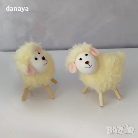 5703 Великденска декорация Пухено агънце, 9 см, снимка 3 - Декорация за дома - 49334596