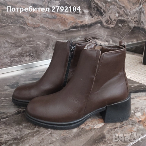 Кафяви боти от естествена кожа, снимка 9 - Дамски боти - 52977060