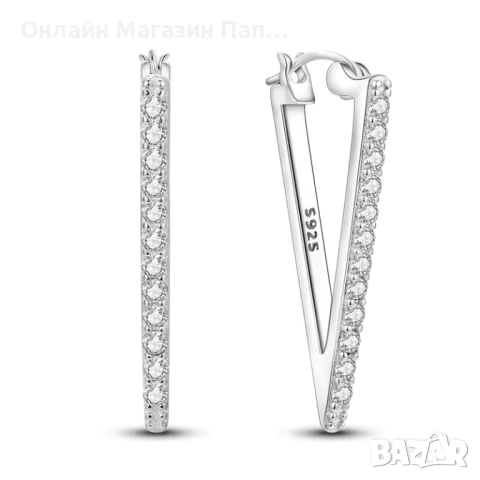 925 Сребърни обеци с триъгълен дизайн и циркони