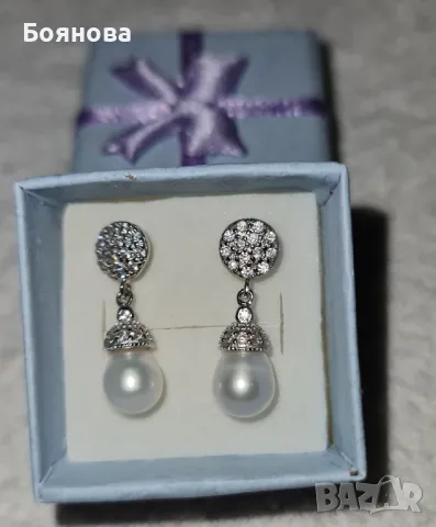 Нежни Обеци от естествени перли  и сребро, снимка 3 - Обеци - 39683262