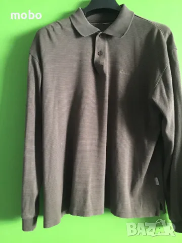 Кафяв мъжки пуловер на бежови райета, марка Camel,  размер  „ L „ с дълъг ръкав и яка, снимка 1