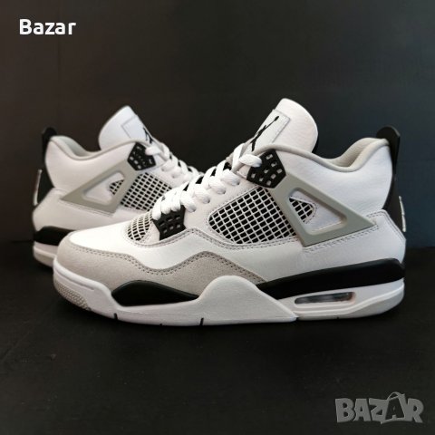 Нови Оригинални Обувки Nike Air Jordan Retro 4 Military White Black Бели Маратонки Кецове Размер 42 