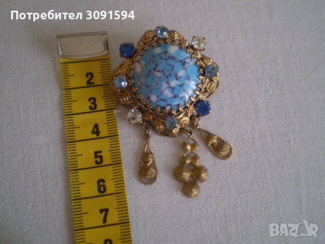 Старинна  Дамска брошка  с Мурано СТЪКЛО, снимка 9 - Антикварни и старинни предмети - 37316866