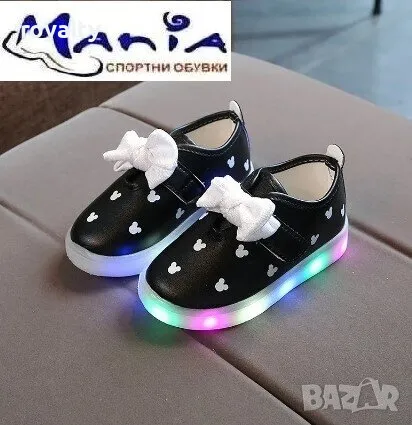 Детски светещи обувки с панделка Два цвята , снимка 2 - Детски маратонки - 49961290