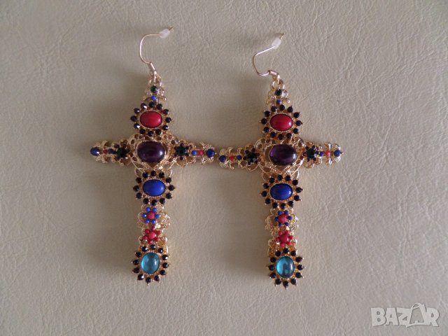  Обеци цветни кръстове , снимка 4 - Обеци - 36905298