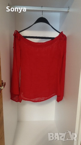 Блуза червена, снимка 2 - Блузи с дълъг ръкав и пуловери - 53929307