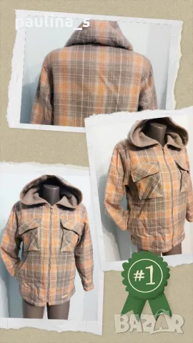 Топло яке тип риза с поларена подплата и качулка