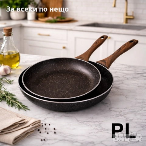 Комплект тигани 9Tnine-4419, 22/26см., Мраморно покр., Кован алуминий Код P1720, снимка 3 - Съдове за готвене - 52969968