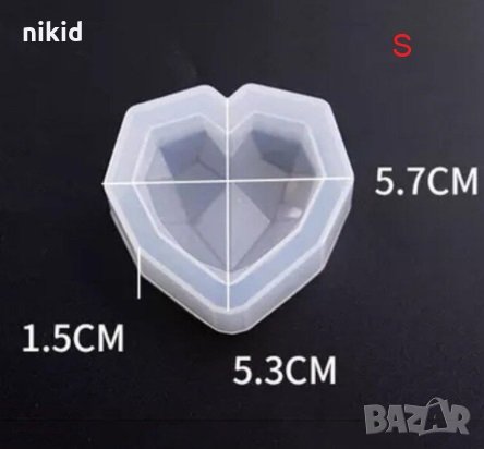 3D 3 размера диамантено сърце силиконов молд форма за фондан тесто гипс глина сапун шоколад смола, снимка 2 - Форми - 32143026