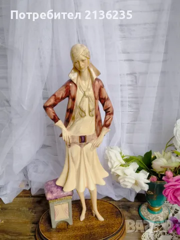 Фигура Santini – 48 см, Италия, арт деко, снимка 11 - Антикварни и старинни предмети - 50425125