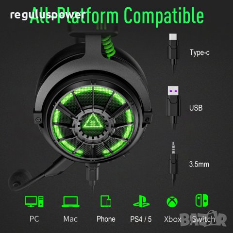 Геймърски слушалки 7.1 съраунд EKSA E5000 Pro Star Engine, Plug & Play, ENC микрофон , снимка 6 - Слушалки и портативни колонки - 39157470