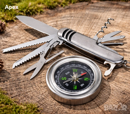Мултифункционално Джобно Ножче 11 в 1.Ножка.Стоманен Компас.Компаси.Сгъваемо Ножче и Прецизен Компас