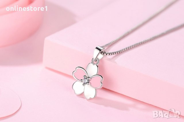 Сребърно колие - Розово цвете Код: K104, снимка 2 - Колиета, медальони, синджири - 30665370