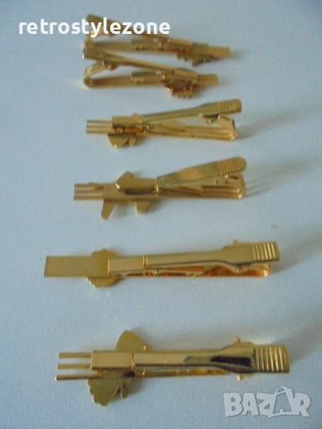 № 8377 Стари златисти щипки за вратовръзка, снимка 6 - Други ценни предмети - 52472159