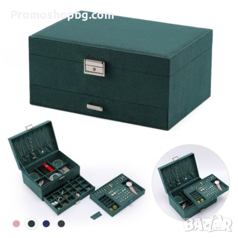 Кутия за бижута в ЗЕЛЕНО или ЧЕРНО - размери 11 x 24,5 x 18 см, снимка 8 - Кутии за съхранение - 42103171