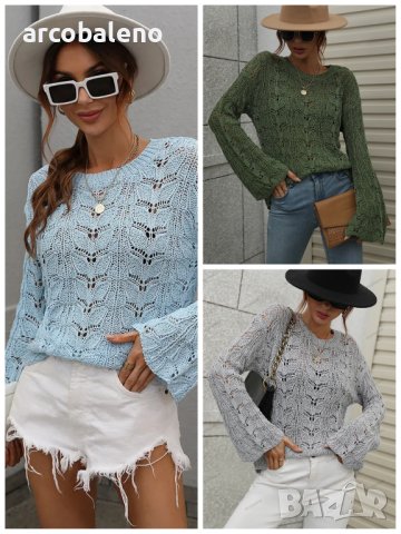 Дамски свободен пуловер с кръгло деколте, 3цвята - 023, снимка 1 - Блузи с дълъг ръкав и пуловери - 42926615