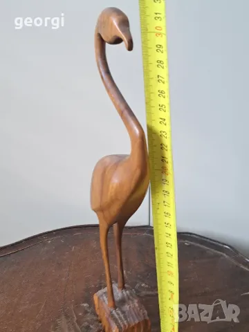 Дървена статуетка на фламинго дърворезба    18/3, снимка 5 - Статуетки - 49005576