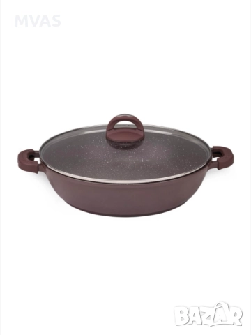 Нова -60% Голяма плитка тенджера с капак Muhler 32x7.5cм, 4.3L