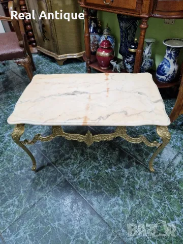 Прекрасна много красива антикварна белгийска бронзова масичка с оникс , снимка 2 - Антикварни и старинни предмети - 48867432