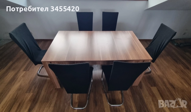 трапезна маса ( разтегаема)+6 стола , снимка 2 - Маси - 52923193