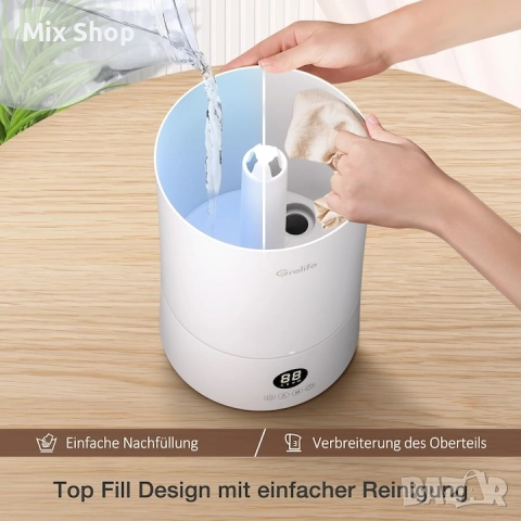 Овлажнител Grelife, Бял, 4L, 30w, 4 скорости, снимка 6 - Друга електроника - 52164779