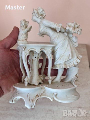 Порцеланова сцена от 20-ти век Бисквит "Дамата с кученцето", снимка 11 - Антикварни и старинни предмети - 44434408
